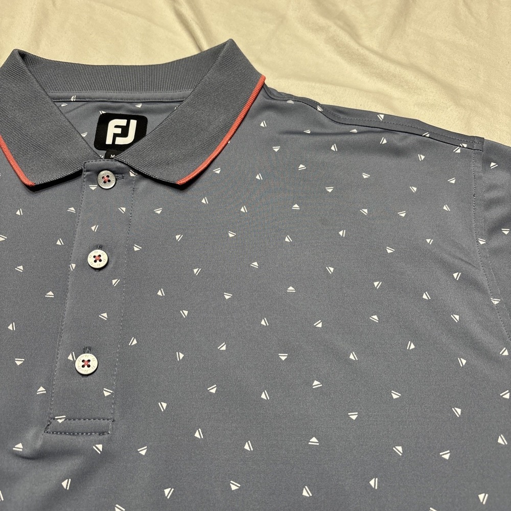 FootJoy Golf Polo Shirt Top Men Sz XL Gray All Over Pattern Performance